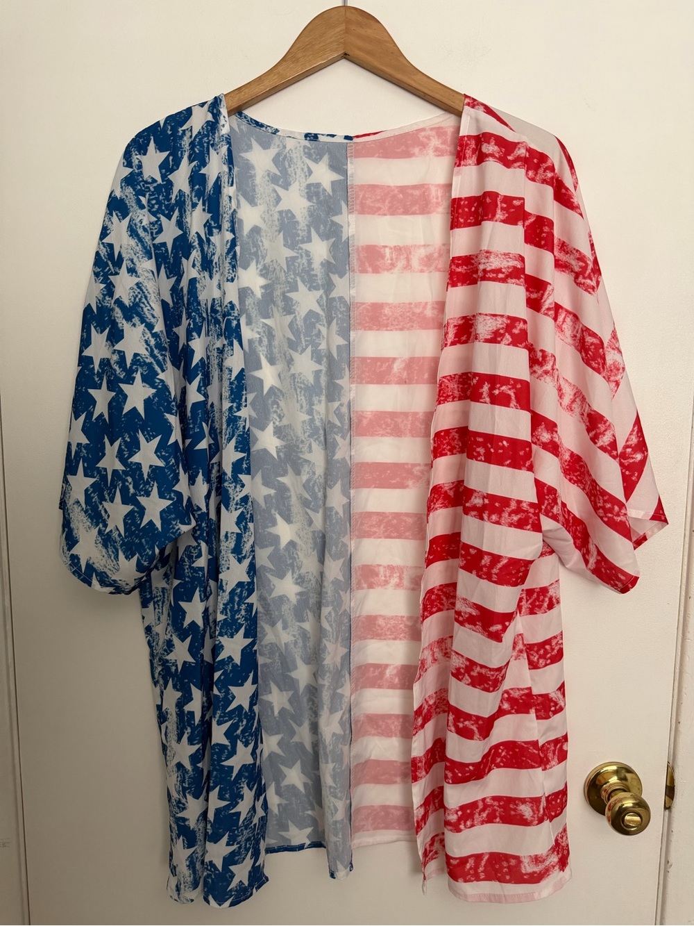 American Flag Sheer Kimono - Red, White & Blue